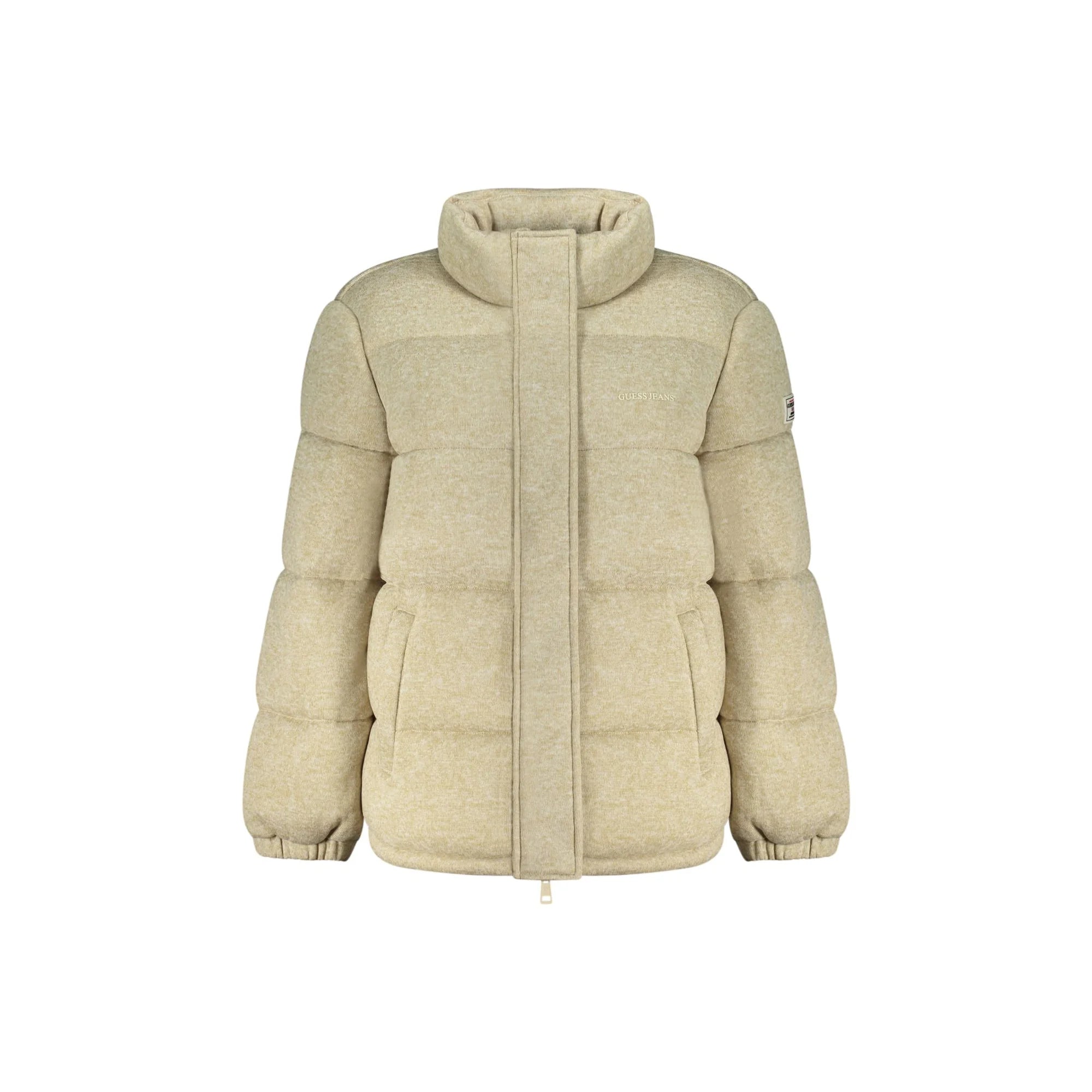 Guess Jeans Giubbotto Donna Tasche Stampa Applicazione Logo Giubbotti e Giacche Beige - foto prodotto